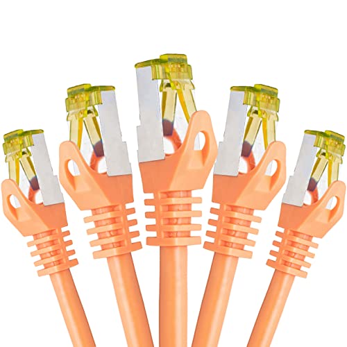 BIGtec LAN Kabel 5 Stück 1m Netzwerkkabel CAT7 Ethernet Internet Patchkabel CAT.7 orange Gigabit doppelt geschirmt Netzwerke Router Switch 2 x Stecker RJ45 kompatibel zu CAT.5 CAT.6 CAT.6a CAT.8 BIGtec LAN Kabel 5 Stück 1m Netzwerkkabel CAT7 Ethernet Internet Patchkabel CAT.7 orange Gigabit doppelt geschirmt Netzwerke Router Switch 2 x Stecker RJ45 kompatibel zu CAT.5 CAT.6 CAT.6a CAT.8 von BIGtec