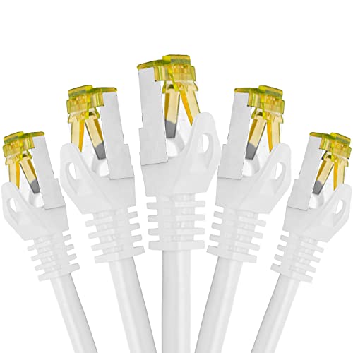 BIGtec LAN Kabel 5 Stück 1m Netzwerkkabel CAT7 Ethernet Internet Patchkabel CAT.7 weiß Gigabit doppelt geschirmt Netzwerke Router Switch 2 x Stecker RJ45 kompatibel zu CAT.5 CAT.6 CAT.6a CAT.8 BIGtec LAN Kabel 5 Stück 1m Netzwerkkabel CAT7 Ethernet Internet Patchkabel CAT.7 weiß Gigabit doppelt geschirmt Netzwerke Router Switch 2 x Stecker RJ45 kompatibel zu CAT.5 CAT.6 CAT.6a CAT.8 von BIGtec