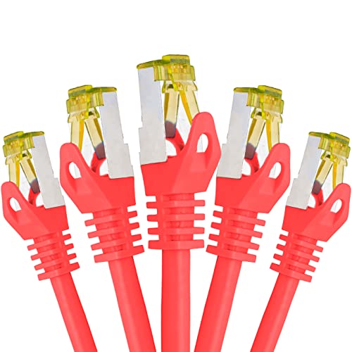 BIGtec LAN Kabel 5 Stück 20m Netzwerkkabel CAT7 Ethernet Internet Patchkabel CAT.7 rot Gigabit doppelt geschirmt Netzwerke Router Switch 2 x Stecker RJ45 kompatibel zu CAT.5 CAT.6 CAT.6a CAT.8 BIGtec LAN Kabel 5 Stück 20m Netzwerkkabel CAT7 Ethernet Internet Patchkabel CAT.7 rot Gigabit doppelt geschirmt Netzwerke Router Switch 2 x Stecker RJ45 kompatibel zu CAT.5 CAT.6 CAT.6a CAT.8 von BIGtec