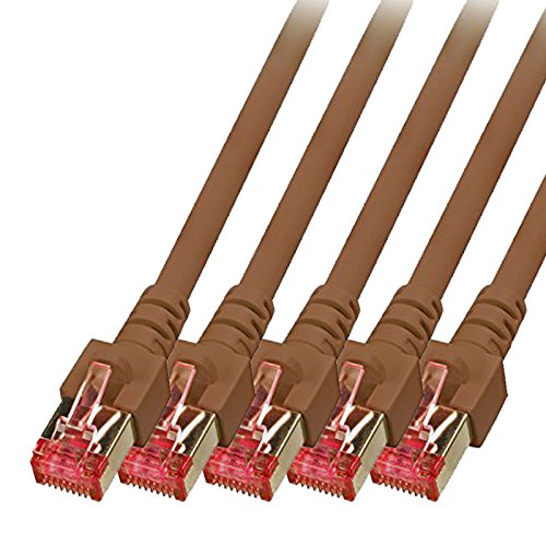 BIGtec LAN Kabel 5 Stück 20m Netzwerkkabel Ethernet Internet Patchkabel CAT.6 braun Gigabit SFTP doppelt geschirmt für Netzwerke Modem Router Switch 2 x RJ45 kompatibel zu CAT.5 CAT.6a CAT.7 Stecker von BIGtec