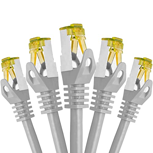 BIGtec LAN Kabel 5 Stück 2m Netzwerkkabel CAT7 Ethernet Internet Patchkabel CAT.7 grau Gigabit doppelt geschirmt Netzwerke Router Switch 2 x Stecker RJ45 kompatibel zu CAT.5 CAT.6 CAT.6a CAT.8 BIGtec LAN Kabel 5 Stück 2m Netzwerkkabel CAT7 Ethernet Internet Patchkabel CAT.7 grau Gigabit doppelt geschirmt Netzwerke Router Switch 2 x Stecker RJ45 kompatibel zu CAT.5 CAT.6 CAT.6a CAT.8 von BIGtec