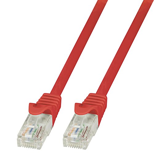 BIGtec LAN Kabel 50m Netzwerkkabel Ethernet Internet Patchkabel CAT.6 rot Gigabit für Netzwerke Modem Router Switch 2 x RJ45 kompatibel zu CAT.5 CAT.6a CAT.7 Stecker von BIGtec