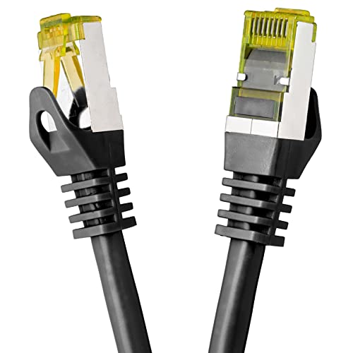 BIGtec LAN Kabel 0,5m Netzwerkkabel CAT7 Ethernet Internet Patchkabel CAT.7 schwarz Gigabit doppelt geschirmt Netzwerke Modem Router Switch 2 x Stecker RJ45 kompatibel zu CAT.5 CAT.6 CAT.6a CAT.8 von BIGtec