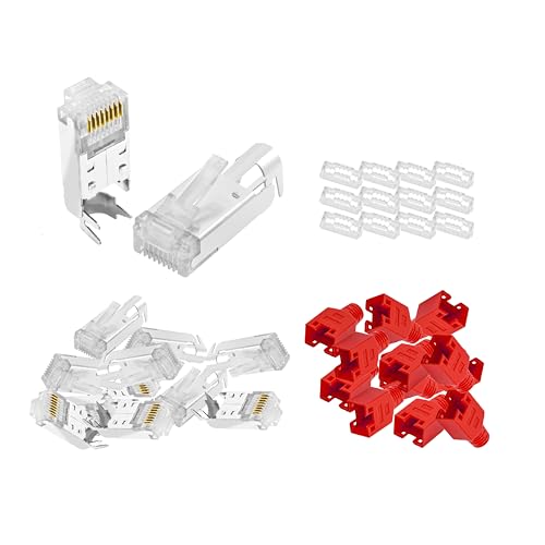 BIGtec RJ45 Stecker Netzwerkstecker 10 Stück Hirose TM11 rot Hochgeschwindigkeits Verbindung für Fast Ethernet 100BASE-TX AWG 26-27 von BIGtec