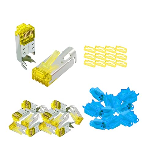 BIGtec RJ45 Stecker Netzwerkstecker 10 Stück Hirose TM31 blau Hochgeschwindigkeits Verbindung für 10G-Ethernet AWG 24-27 für CAT 6 CAT 6a CAT 7 Kabel von BIGtec