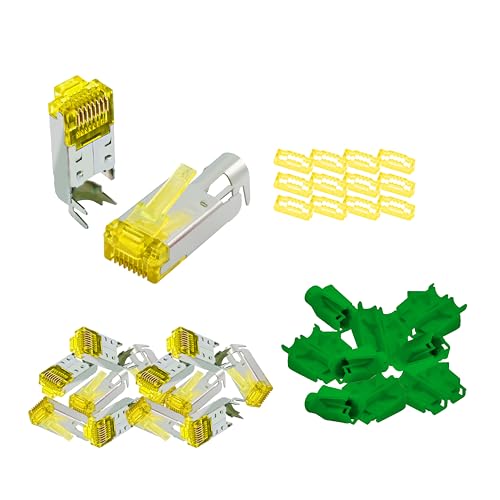 BIGtec RJ45 Stecker Netzwerkstecker 10 Stück Hirose TM31 grün Hochgeschwindigkeits Verbindung für 10G-Ethernet AWG 24-27 für CAT 6 CAT 6a CAT 7 Kabel von BIGtec