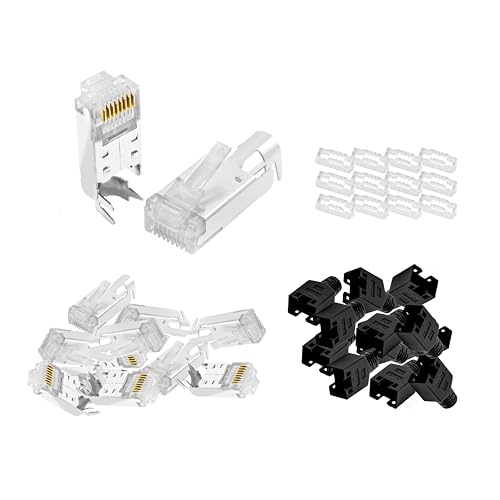 BIGtec RJ45 Stecker Netzwerkstecker 100 Stück Hirose TM11 schwarz Hochgeschwindigkeits Verbindung für Fast Ethernet 100BASE-TX AWG 26-27 von BIGtec