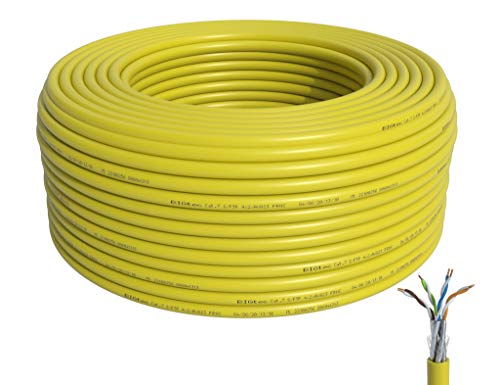 BIGtec Verlegekabel CAT-7 Netzwerkkabel LAN Kabel 150m CAT7 PiMF S/FTP halogenfrei BauPVO Eca POE gelb Ethernet Netzwerk Installationskabel Datenkabel CAT.7 von BIGtec