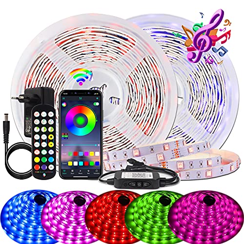 BIHRTC LED Strip 20m RGB LED Streifen Farbwechsel LED Lichterkette mit Fernbedienung, App-Steuerung, Musikmodus, Timer-Einstellung, Dimmbar, LED Band für Haus Schlafzimmer Innenbereich von BIHRTC