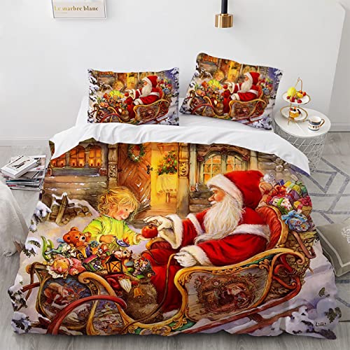 3D Drucken Bettwäsche 3Er Set 155 X 220 Cm Bettwäsche 155X220 Mit Reißverschluss Weiche Mikrofaser Weihnachten Weihnachts Wintermotiv Weihnachtsmotiv Bettwäsche Mit 2 Stücke 80X80Cm Kissenbezügen von BIJOOT