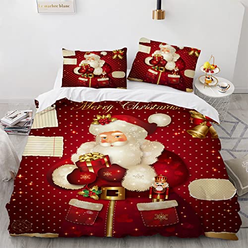 BIJOOT 3D Drucken 3D Bettwäsche 155 X 220 cm Jungen Bettwäsche 155X220 Weiche Mikrofaser Weihnachten Weihnachts Wintermotiv Weihnachtsmotiv Santa Bettwäsche Mit 2 Stücke 80X80Cm Kissenbezügen von BIJOOT