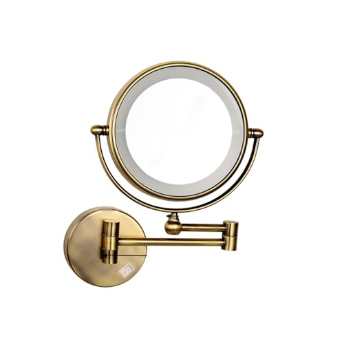 BIJOOT Wandmontierter Doppelseitiger Spiegel 8" 20Cm LED Makeup Spiegel Badezimmer Klappbarer Schönheitsspiegel (Verdeckte Installation),Bronze,10X von BIJOOT