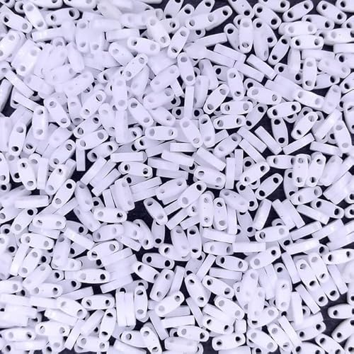 5 gramm Miyuki Quater Tila Japaneese Glass Beads 2-hole 5 x 1.2 mm Opaque White 402 von BIJOUX COMPONENTS