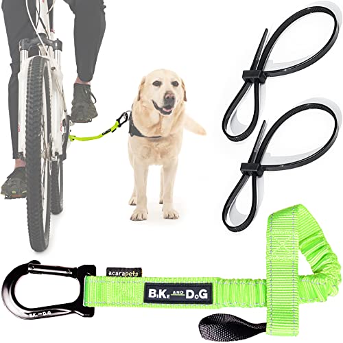 BIKE AND DOG - Fahrrad-Hundeleine, werkzeuglose Befestigung, spezielles Geschirr als Option, inklusive 2 Fahrradbändern. Patentiert. (Gelb) von BIKE AND DOG