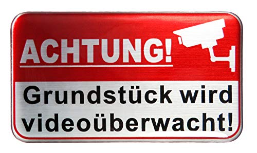 BIKE-label 3D Aufkleber 80 x 45 mm Alu Optik Grundstück videoüberwacht 900148 von BIKE-label