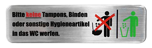 BIKE-label 3D Klo Toiletten Aufkleber Alu Optik Hygieneartikel nicht in das WC 125 x 35 mm 900135VA von BIKE-label