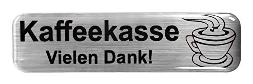 BIKE-label 3D Aufkleber Alu Optik Hinweisschild Kaffeekasse Vielen Dank 70 x 18 mm 900052 von BIKE-label