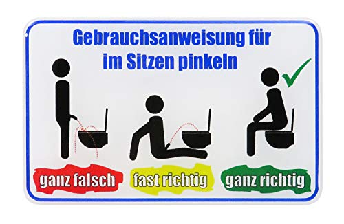 BIKE-label 3D Aufkleber Fun Toilettenschild im Sitzen pinkeln 55 x 90 mm 900130-VA von BIKE-label