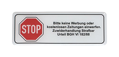 BIKE-label 3D Briefkasten Aufkleber Weiß Bitte keine Werbung laut BGH 70x25 mm 401001 von BIKE-label