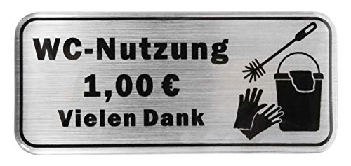 BIKE-label 3D Klo Toiletten Aufkleber Alu Optik WC-Nutzung 1 Euro Vielen Dank 80 x 35 mm 900160 von BIKE-label