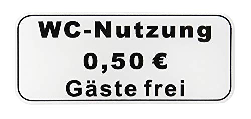 BIKE-label 3D Toiletten Klo Aufkleber Hinweisschild WC-Nutzung 50 Cent Gäste frei 35 x 80 mm 900044 von BIKE-label