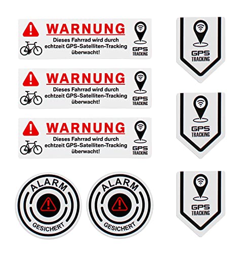 BIKE-label Anti Diebstahl Sticker 8 Stück GPS Alarm Aufkleber für Fahrrad Handy Laptop X900263 von BIKE-label