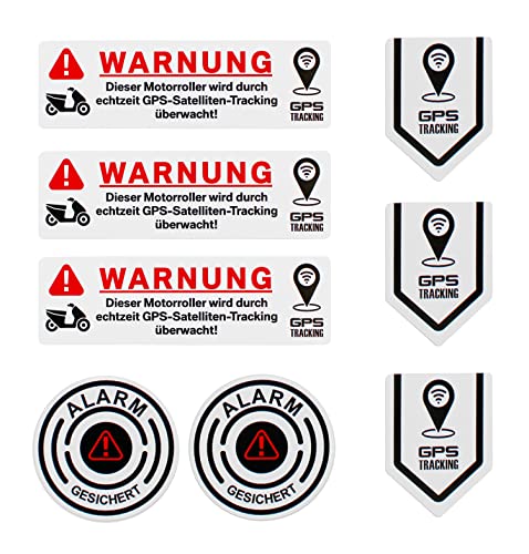 BIKE-label Anti Diebstahl Sticker 8 Stück GPS Alarm Aufkleber für Motoroller Handy Laptop X900267 von BIKE-label