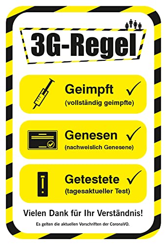 BIKE-label Corona Aufkleber 3G-Regel Zutritt für Geimpft Genesen Getestet 130 x 195 mm 900243VA von BIKE-label