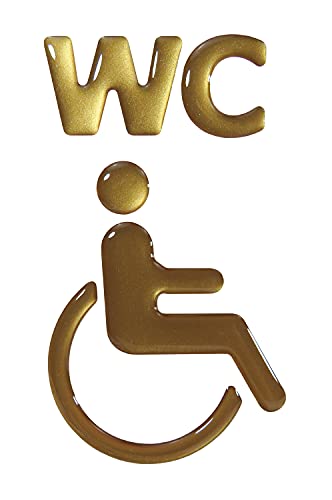 BIKE-label Gold 3D Toiletten Klo Aufkleber Türschild WC Rollstuhl 57 x 97 mm 900097VA von BIKE-label