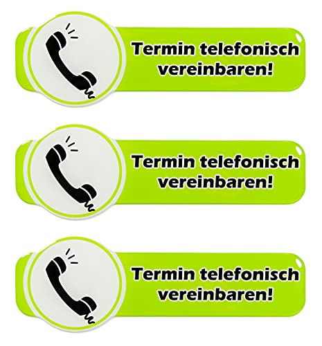 BIKE-label Schild 3D Aufkleber 158 x 53 mm 3 Stück Termin nur telefonisch 900191VA von BIKE-label