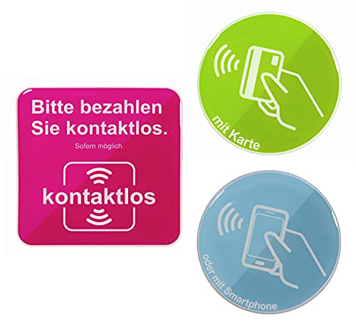 BIKE-label Schild 3D Tür Aufkleber bargeldlos kontaktlos mit karte zahlen 900180VE von BIKE-label