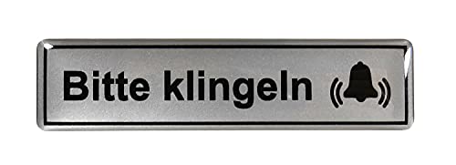 BIKE-label Silber 3D Aufkleber Türschild Bitte Klingeln 65 x 16 mm 900232 von BIKE-label