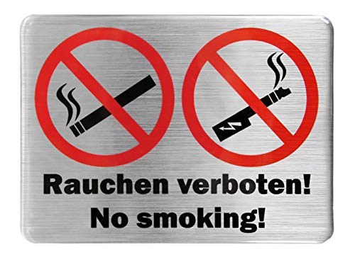 BIKE-label Verbotsschild 3D Aufkleber 90 x 66 mm Alu Optik Rauchen verboten 900146-VA von BIKE-label