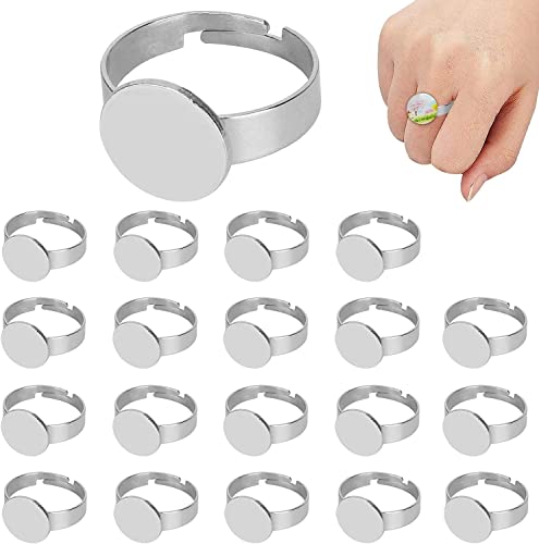 Flacher Ringsockel, 20Pcs 12mm Flache Ring Basis Einstellbare Edelstahl Halbfertig DIY Schmuck Zubehör Flacher Ringsockel, 20Pcs 12mm Flache Ring Basis Einstellbare Edelstahl Halbfertig DIY Schmuck Zubehör von BIKING