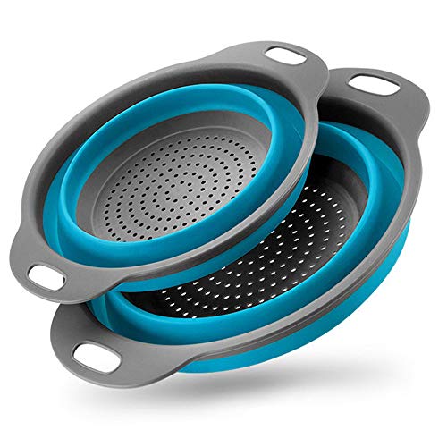 BILIEASY 2er Set faltbares Küchensieb/Sieb Set umweltfreundlich ungiftig pflegeleicht 2 Größen inkl. blau von BILIEASY