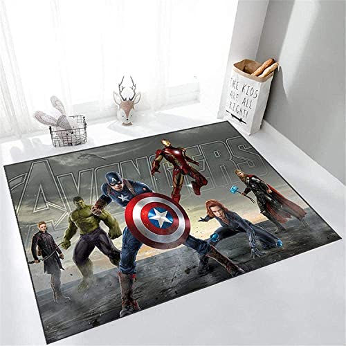 BILIVAN Avengers Anime-Teppich Wohnzimmer Schlafzimmer Kinder Nachttisch Wunder Spider gemusterte Pad Junge Schlafzimmer Farbe Rutschfester Teppich (B,120 x 160 cm) von BILIVAN