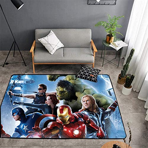 BILIVAN Avengers Anime-Teppich Wohnzimmer Schlafzimmer Kinder Nachttisch Wunder Spider gemusterte Pad Junge Schlafzimmer Farbe Rutschfester Teppich (D,120 x 160 cm) von BILIVAN