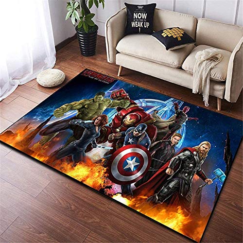 BILIVAN Avengers Carpet Marvel Fußmatte Teppich Captain America Teppich Wohnzimmer Schlafzimmer Fußmatte Anti-Rutsch-Matte Cartoon Geschenk (120 x 160 cm) von BILIVAN