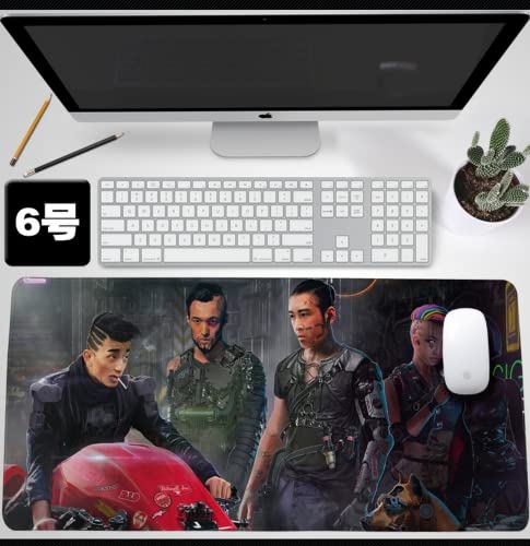 BILIVAN Cyberpunk 2077 Mauspad, übergroßes Anime, zweidimensionales Peripheriespiel, Tisch-Pad, Tastatur-Pad (800 x 300 mm, 6) von BILIVAN