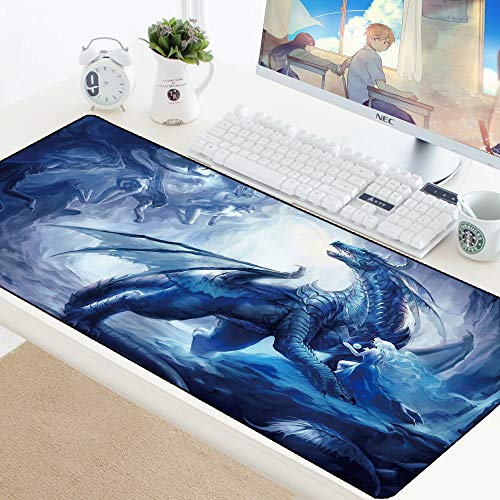 BILIVAN Gaming-Mauspad, groß, Drachen-Computer-Mauspad, XL, Gummi, Schreibtischunterlage für Laptop für LOL Dota 2 Schreibtisch-Schutzpads (800 x 300 x 3 mm, 8) von BILIVAN