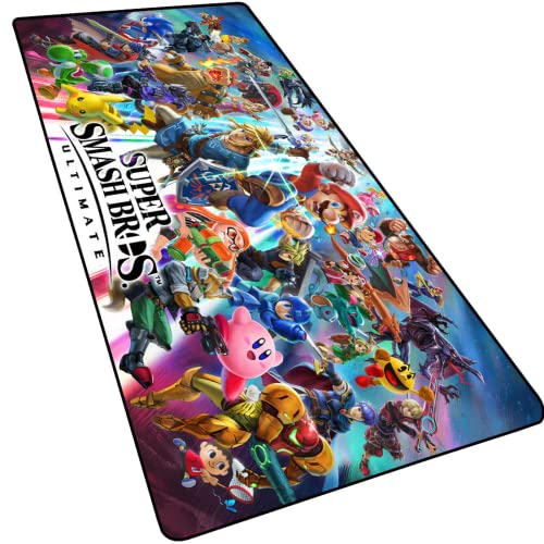 BILIVAN Super Smash Bros Mauspad, übergroßes zweidimensionales Spielbüro, rutschfeste Tastatur-Pad, Anime-Buch, Schreibtisch, Computer-Pad (900 x 400 mm, 1) von BILIVAN