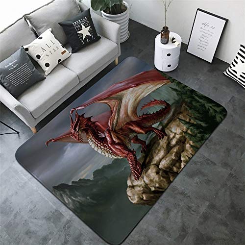 BILIVAN Teppich, mysteriöser Pterosaurier-Drachen-Druck, für Wohnzimmer, rechteckig, Polyester, für Kinder (80 x 120 cm) von BILIVAN