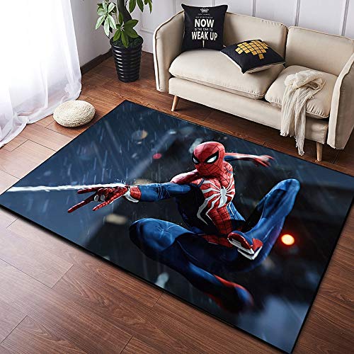 BILIVAN Teppich Europäischer und amerikanischer Stil Cartoon Anime Spiderman Kinderzimmer Wohnzimmer Schlafzimmer Umweltschutz Anti-Rutsch-Bereich Rechteck (120 x 160 cm) von BILIVAN