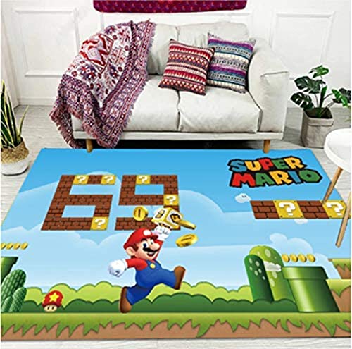 BILIVAN Teppich Home Rechteckig Anime Super Mary Mario Cartoon Kinderzimmer Wohnzimmer Schlafzimmer Nachttisch Badezimmer rutschfest waschbar (120 * 160 cm) von BILIVAN