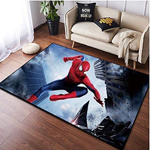BILIVAN Teppich im europäischen und amerikanischen Stil Cartoon Anime Spiderman Kinderzimmer rutschfeste Matten Wohnzimmer Schlafzimmer Iron Man Avengers Marvel (80 x 120 cm) von BILIVAN
