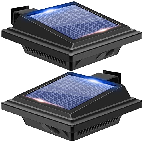 BILLION DUO Dachrinnen Solarleuchte für den Außenbereich, 2er Solarlampen für Außen Garten, Wasserdichte 40 LEDs Zaunbeleuchtung, Schwarz Solar Wandlampe Kaltweißes Solarlicht für Garage, Terrase von BILLION DUO