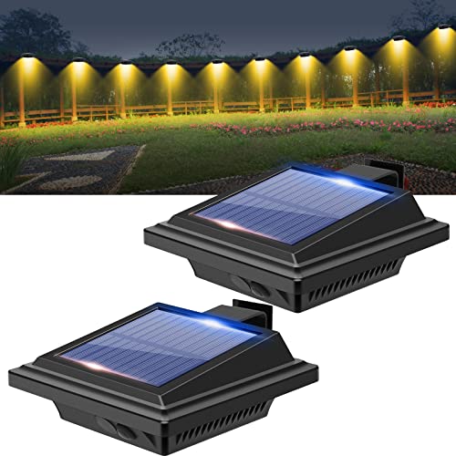 BILLION DUO Solar Dachrinnenlampe für den Außenbereich, 2STK Solarlampen für Außen Garten, Wasserdichte 40 LEDs Zaunbeleuchtung, Schwarz Solar Wandlampe Warmweißes Solarlicht für Garage, Terrase von BILLION DUO