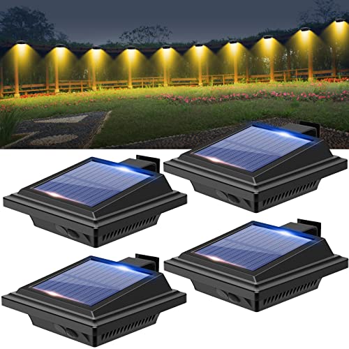 BILLION DUO Solar Dachrinnenlampe für den Außenbereich, 4STK Solarlampen für Außen Garten, Wasserdichte 40 LEDs Zaunbeleuchtung, Schwarz Solar Wandlampe Warmweißes Solarlicht für Garage, Terrase von BILLION DUO