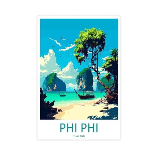 BILQAHT Phi Phi Reisekunst, Thailand, Reisegeschenk, Leinwandposter, Schlafzimmer, Dekoration, Landschaft, Büro, Raumdekoration, Geschenk, 50 x 75 cm BILQAHT Phi Phi Reisekunst, Thailand, Reisegeschenk, Leinwandposter, Schlafzimmer, Dekoration, Landschaft, Büro, Raumdekoration, Geschenk, 50 x 75 cm von BILQAHT