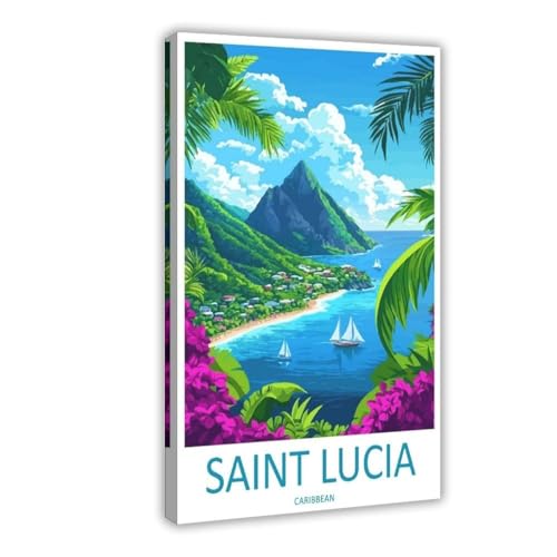 BILQAHT St. Lucia Reise St. Lucia Kunst Karibik Insel Poster Leinwand Poster Schlafzimmer Dekor Landschaft Büro Zimmer Dekor Geschenk 60 x 90 cm BILQAHT St. Lucia Reise St. Lucia Kunst Karibik Insel Poster Leinwand Poster Schlafzimmer Dekor Landschaft Büro Zimmer Dekor Geschenk 60 x 90 cm von BILQAHT